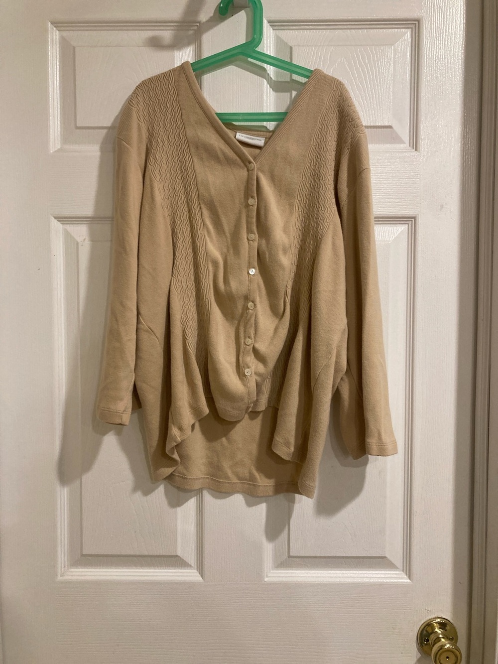 Liz Claiborne Beige Button-Up Knit Cardigan